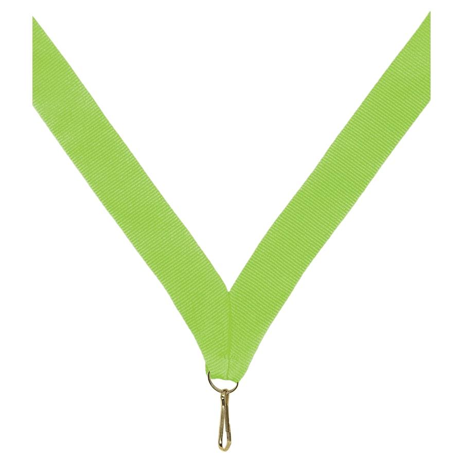 7/8" Medal Neck Ribbons with or without Snap Clip (Packs) - 7/8" Neon Green Neck Ribbon with Snap Clip
