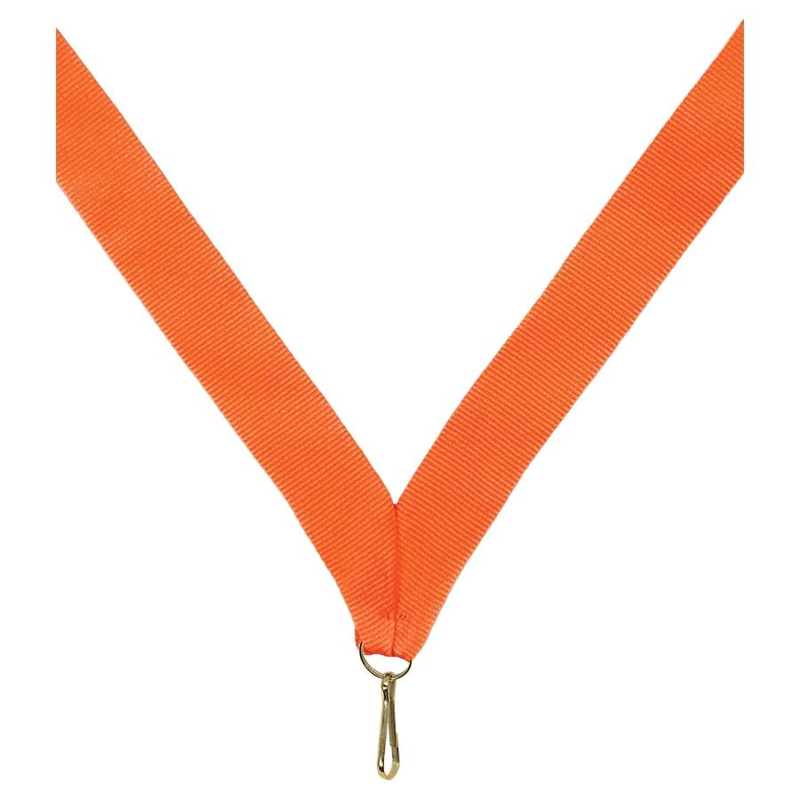 7/8" Medal Neck Ribbons with or without Snap Clip (Packs) - 7/8" Neon Orange Neck Ribbon with Snap Clip