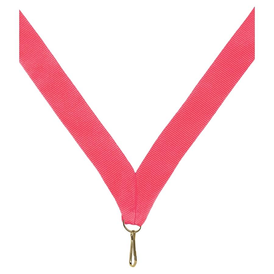 7/8" Medal Neck Ribbons with or without Snap Clip (Packs) - 7/8" Neon Pink Neck Ribbon with Snap Clip