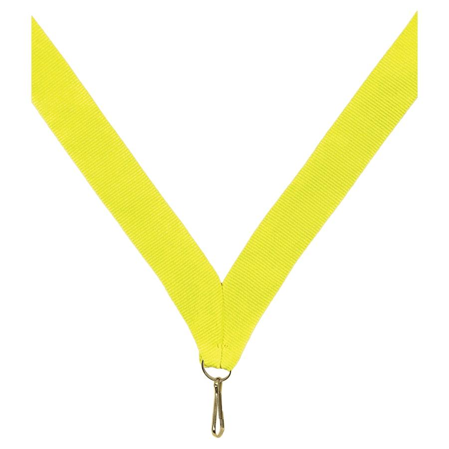 7/8" Medal Neck Ribbons with or without Snap Clip (Packs) - 7/8" Neon Yellow Neck Ribbon with Snap Clip