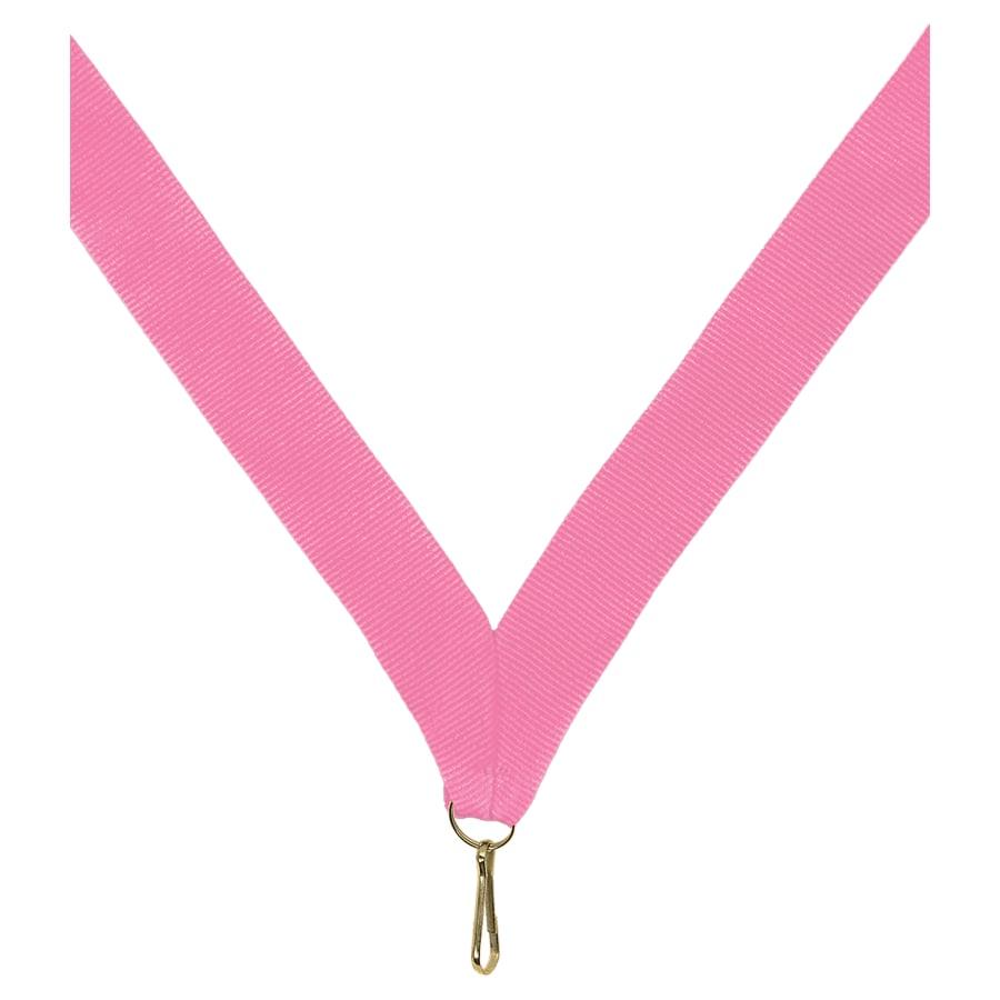 7/8" Medal Neck Ribbons with or without Snap Clip (Packs) - 7/8" Pink Neck Ribbon with Snap Clip