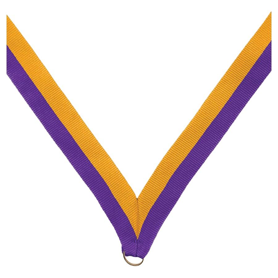 7/8" Medal Neck Ribbons with or without Snap Clip (Packs) - 7/8" Purple/Gold Neck Ribbon without Snap Clip