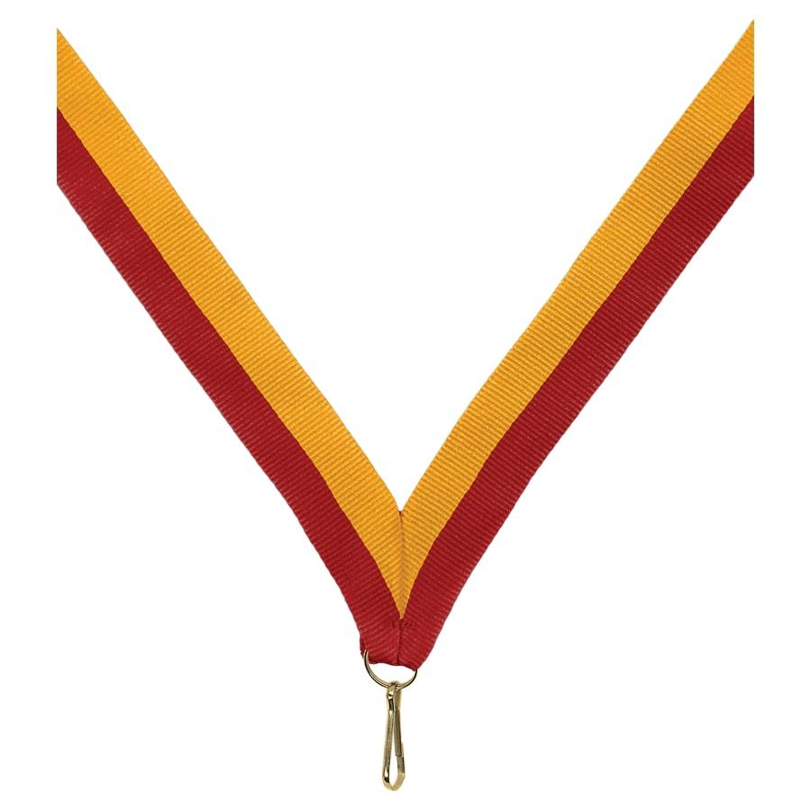 7/8" Medal Neck Ribbons with or without Snap Clip (Packs) - 7/8" Red/Gold Neck Ribbon with Snap Clip