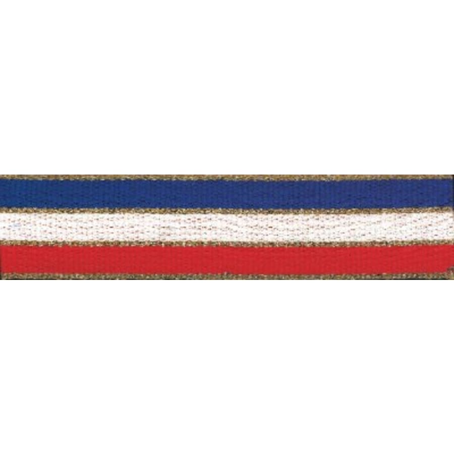 7/8" Medal Neck Ribbons with or without Snap Clip (Packs) - 7/8" Red/White/Blue Neck Ribbon with Gold Border and Snap Clip