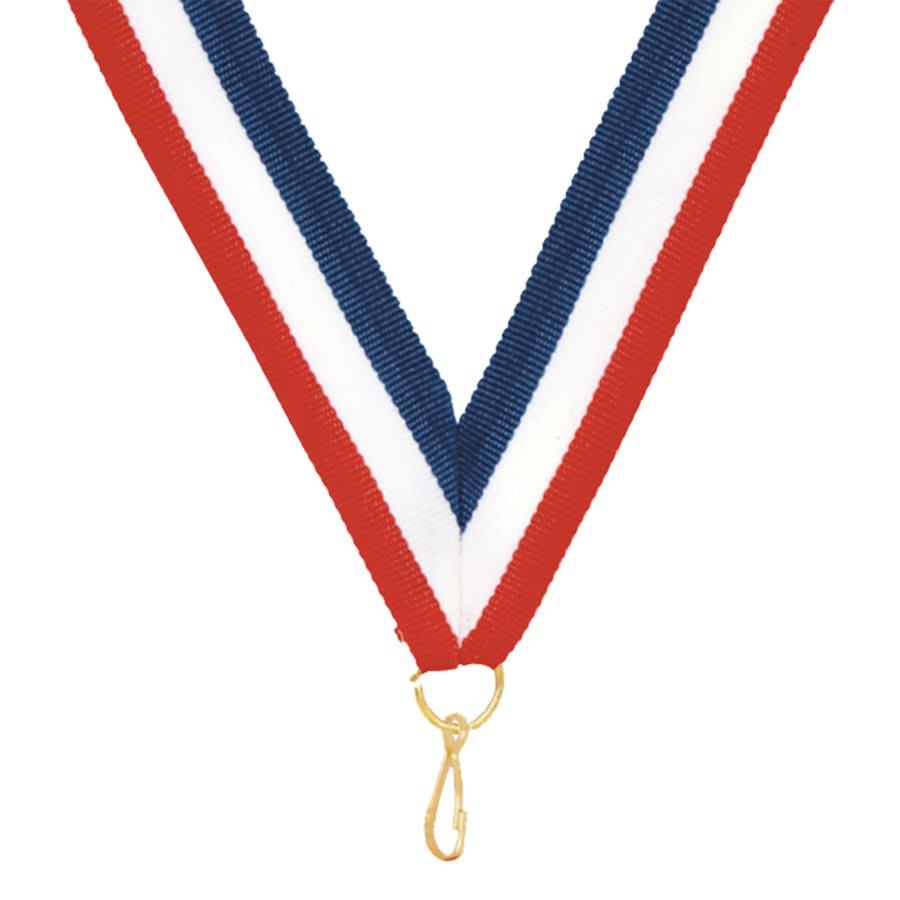 7/8" Medal Neck Ribbons with or without Snap Clip (Packs) - 7/8" Red, White, Blue Neck Ribbon with 7/8" Snap Clip