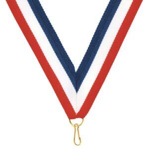 7/8" Medal Neck Ribbons with or without Snap Clip (Packs) - 7/8" Red, White, Blue Neck Ribbon with Small 5/8" Snap Clip