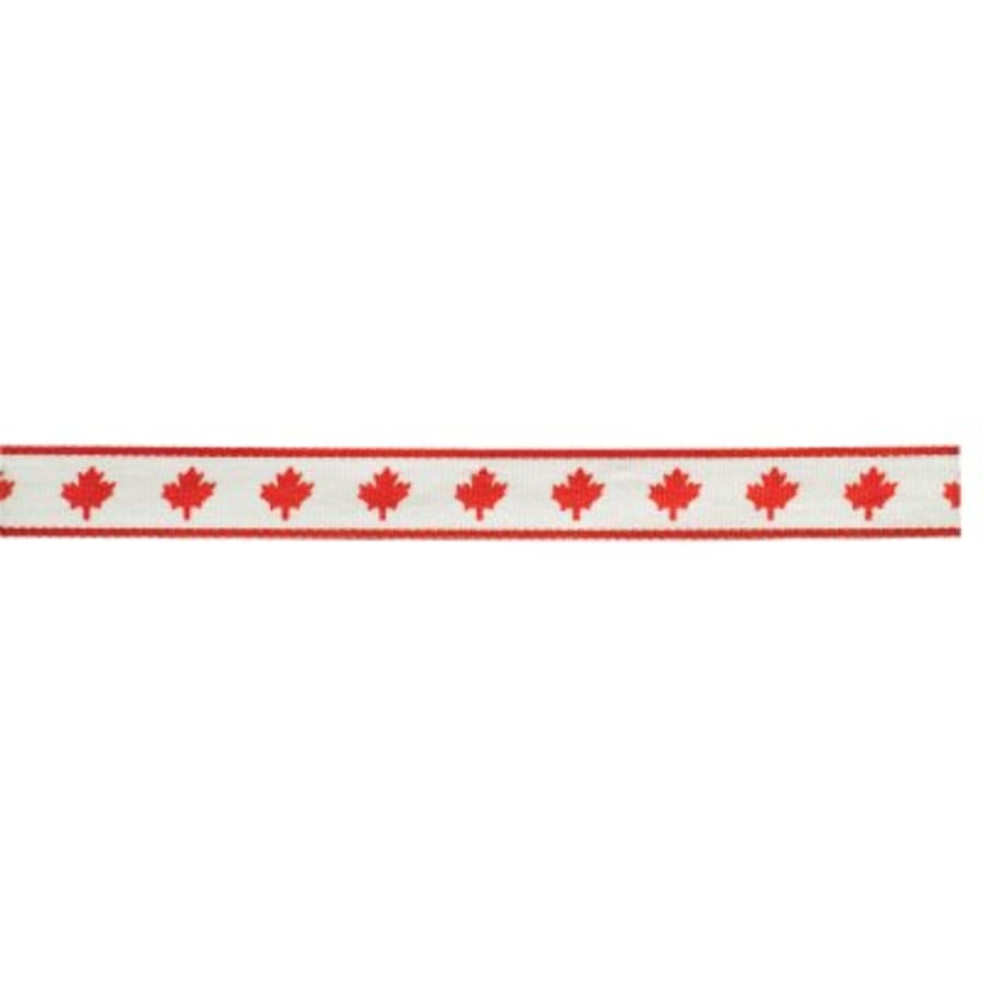 7/8" Medal Neck Ribbons with or without Snap Clip (Packs) - 7/8" Red/White Maple Leaf (Canada) Neck Ribbon with Snap Clip