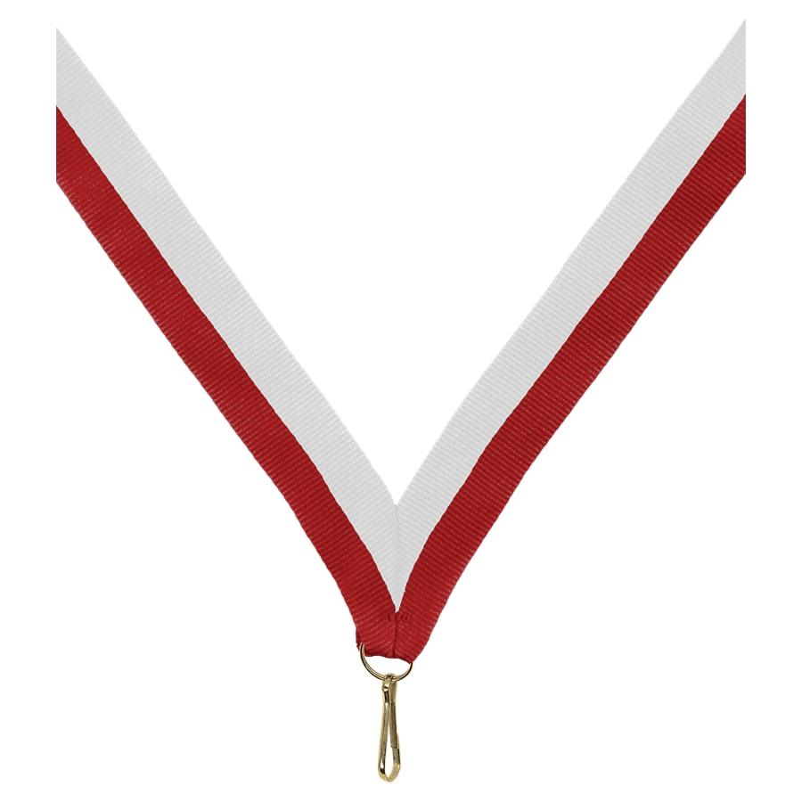 7/8" Medal Neck Ribbons with or without Snap Clip (Packs) - 7/8" Red/White Neck Ribbon with Snap Clip