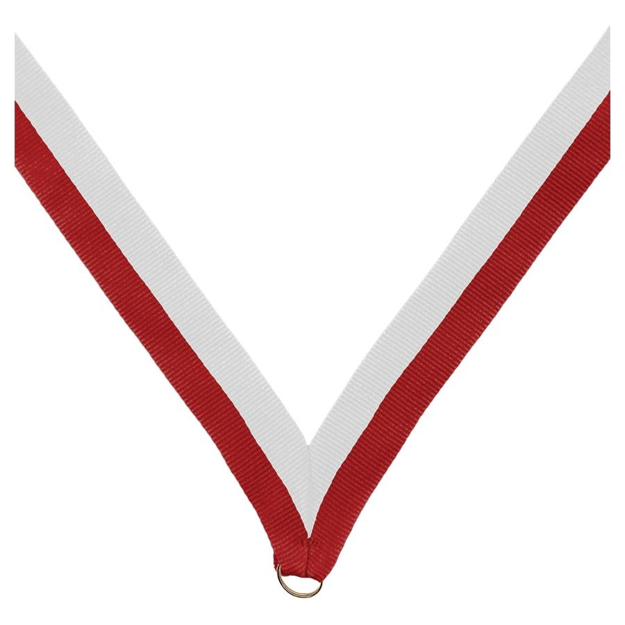 7/8" Medal Neck Ribbons with or without Snap Clip (Packs) - 7/8" Red/White Neck Ribbon without Snap Clip