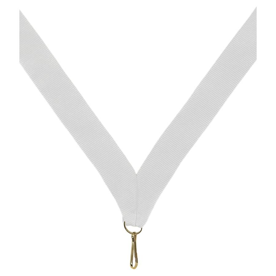 7/8" Medal Neck Ribbons with or without Snap Clip (Packs) - 7/8" White Neck Ribbon with Snap Clip