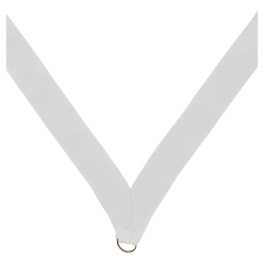 7/8" Medal Neck Ribbons with or without Snap Clip (Packs) - 7/8" White Neck Ribbon without Snap Clip