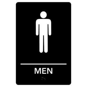 ADA Restroom Sign with Braille, Pre-Made & Ready to Hang - Men, Black/White