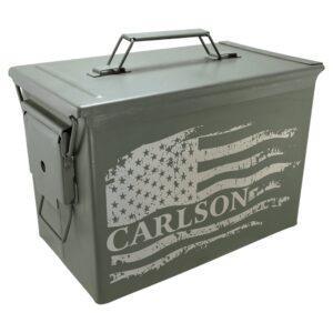 Personalized Ammo Can, Engraved Military Surplus Steel - Fat 50 Cal (12 3/4" x 7 1/4" x 9")