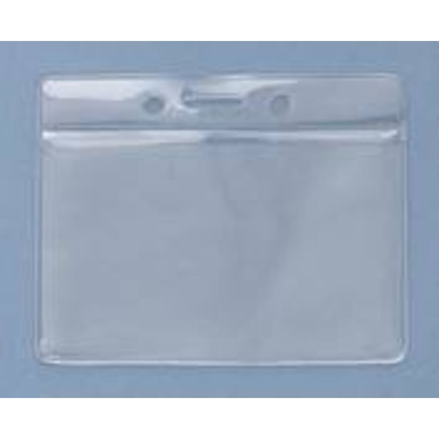 Award Ribbons, Badge Holders, Pin Backs and Lanyards (Packs) - 3 13/16" x 3 1/16" Clear Soft Plastic ID Holder/Convention Badge with Holes