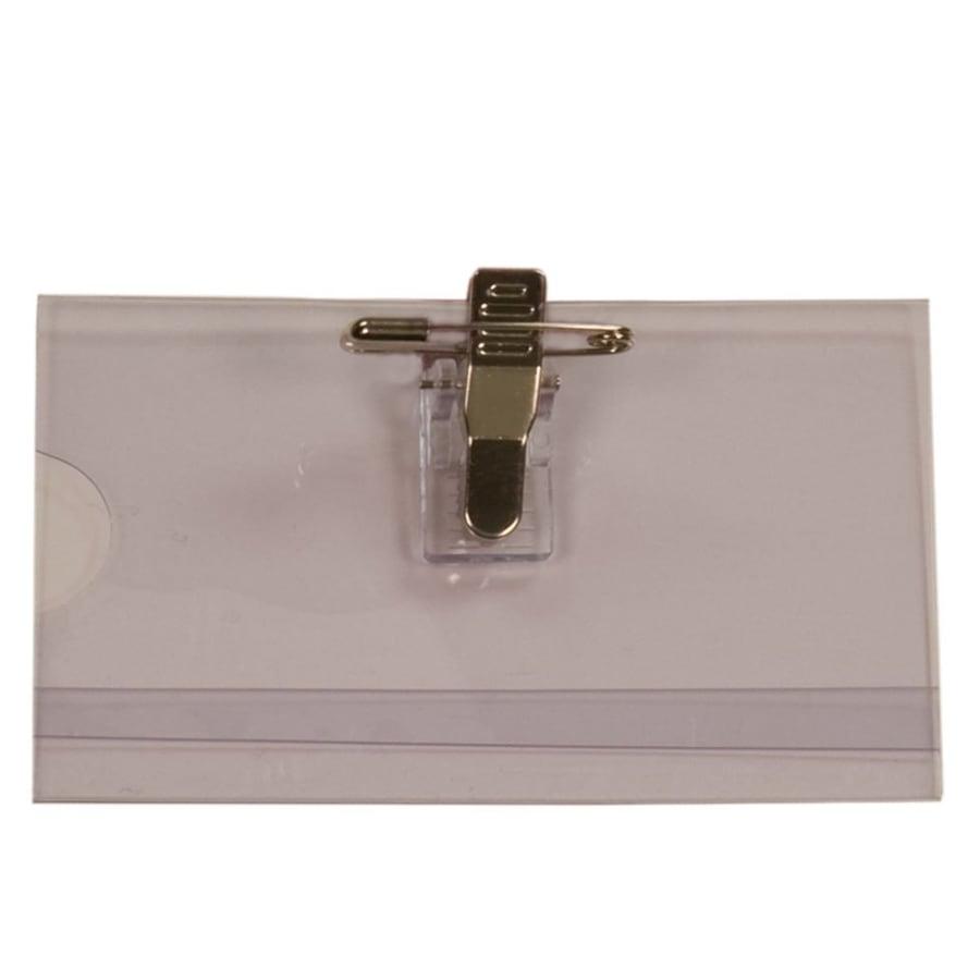 Award Ribbons, Badge Holders, Pin Backs and Lanyards (Packs) - 3 5/8" x 2 1/4" Clear Convention Badge with Bulldog Clip and Pin