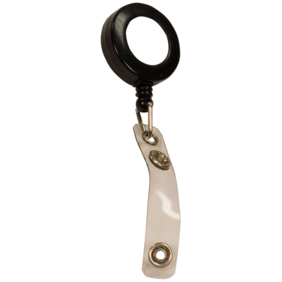 Award Ribbons, Badge Holders, Pin Backs and Lanyards (Packs) - Black Retractable Badge Reel with Belt Clip and Strap