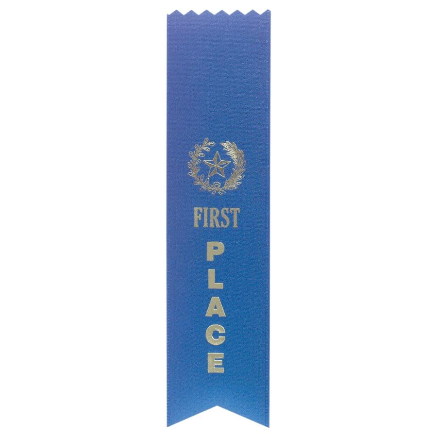 Award Ribbons, Badge Holders, Pin Backs and Lanyards (Packs) - Blue 1st Place Pinked Top Ribbon