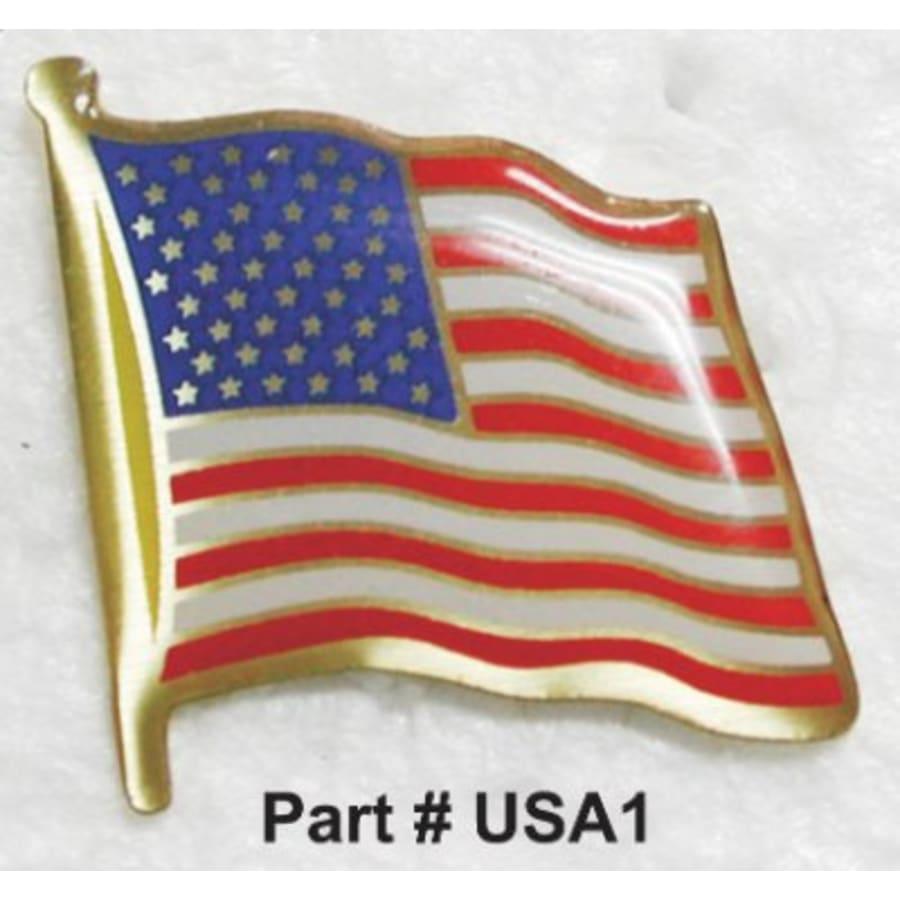 Award Ribbons, Badge Holders, Pin Backs and Lanyards (Packs) - USA Flag Pin with Epoxy Dome and Clutch Back