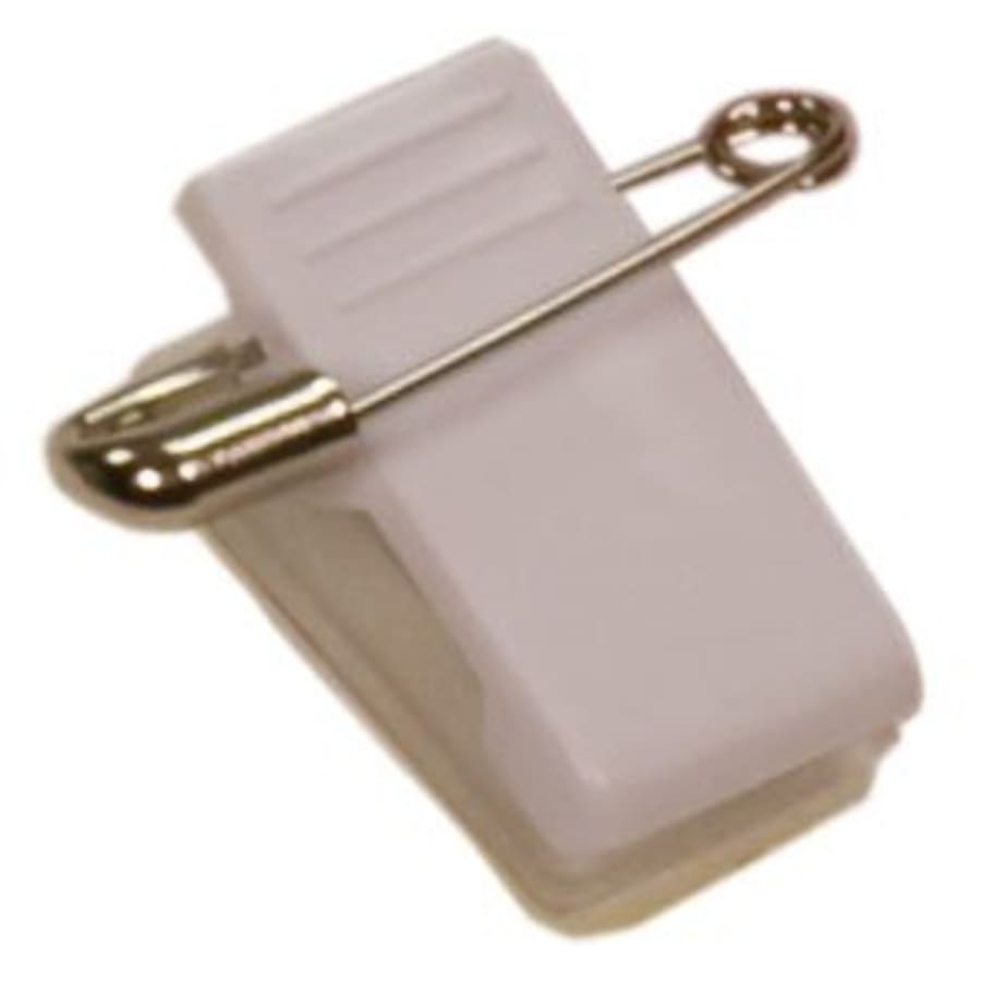 Award Ribbons, Badge Holders, Pin Backs and Lanyards (Packs) - White Self-Adhesive Bulldog Clip with Pin