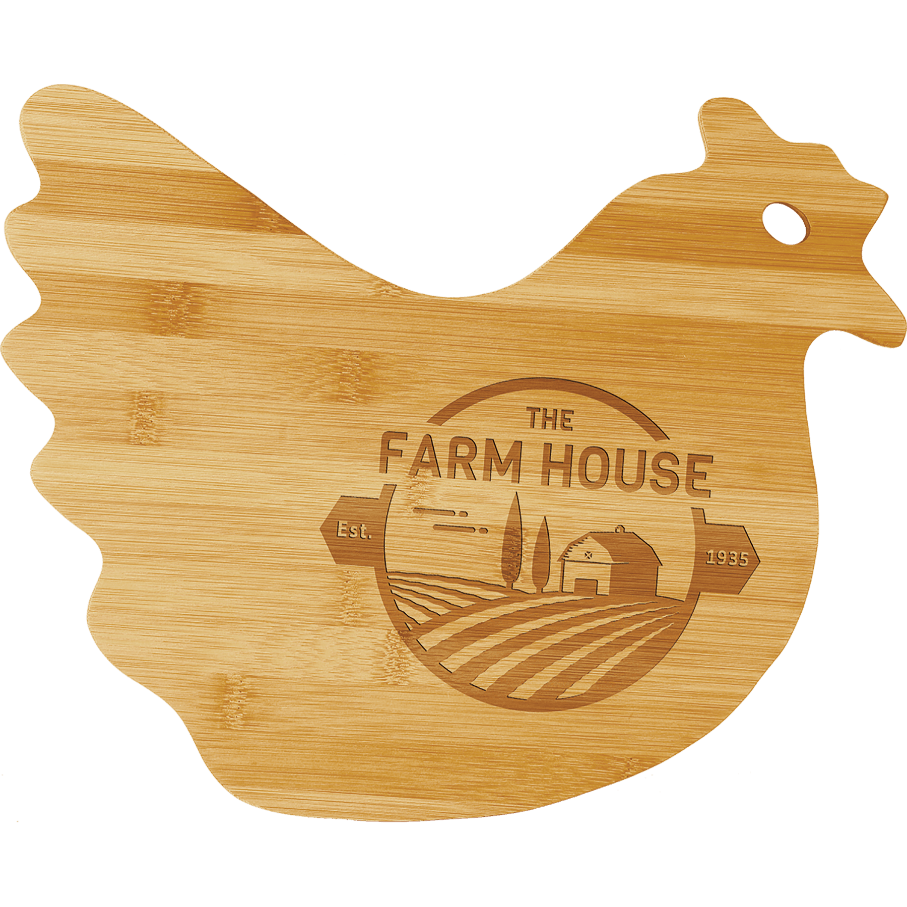 Personalized Animal Shaped Bamboo Cutting Board - Hen