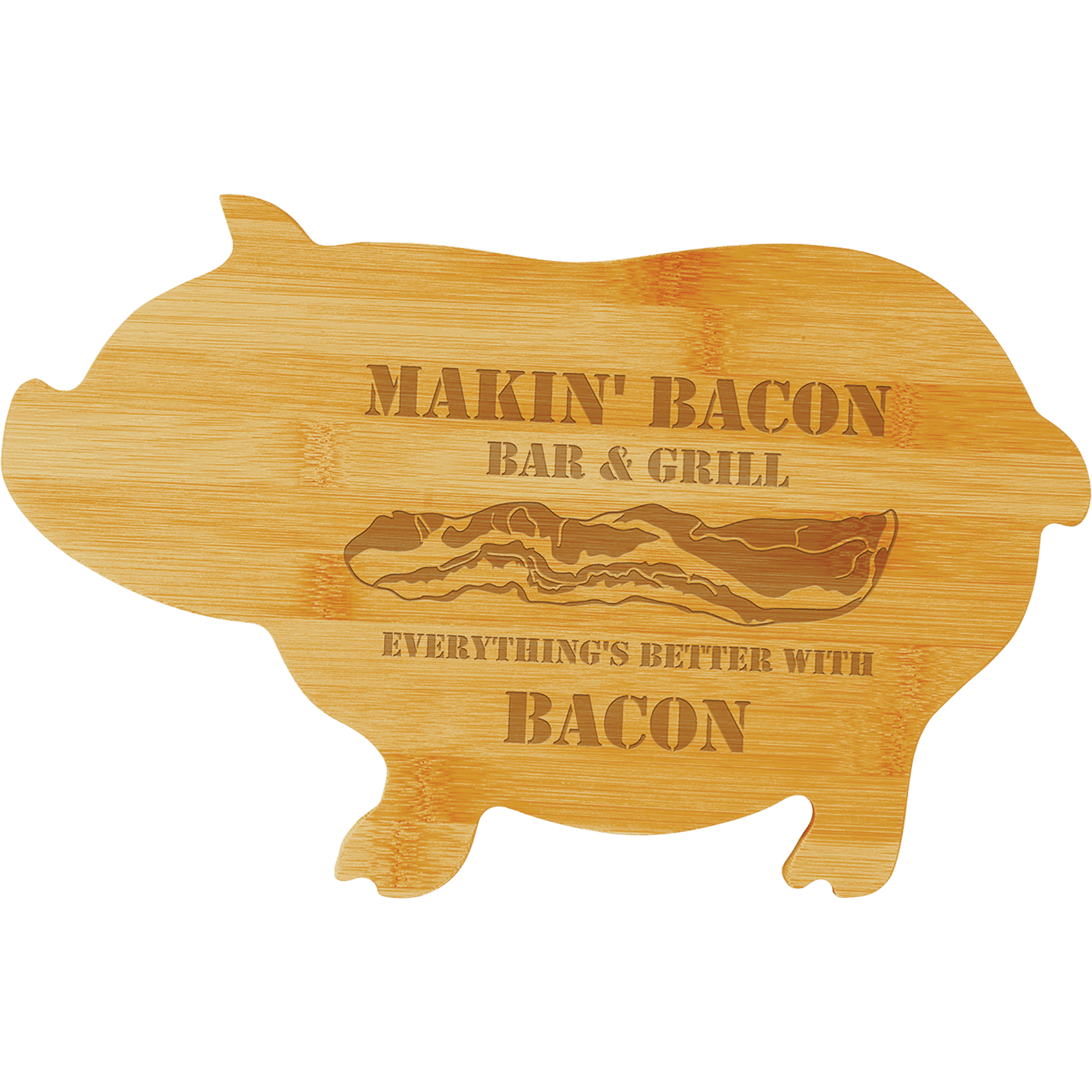 Personalized Animal Shaped Bamboo Cutting Board - Pig