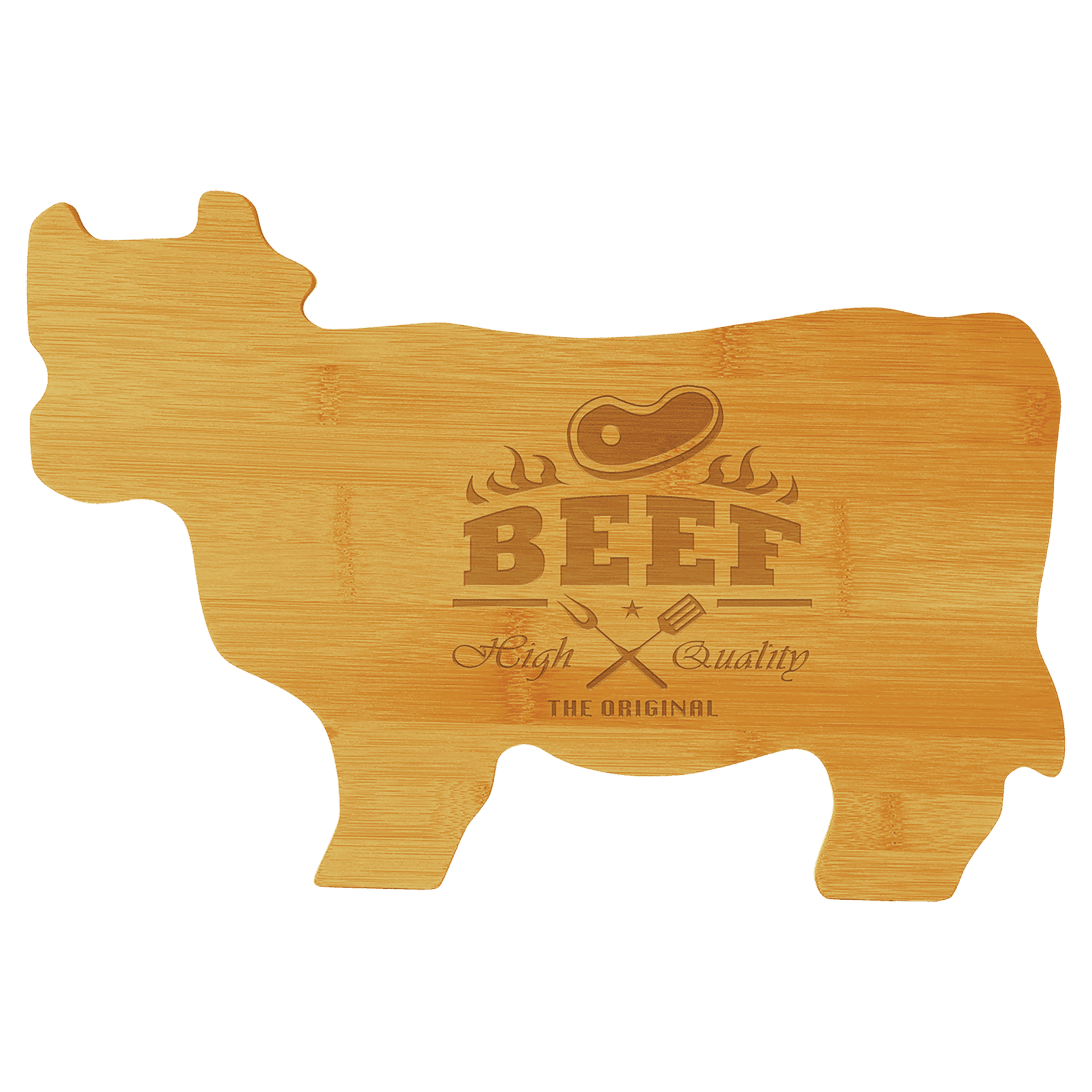 Personalized Animal Shaped Bamboo Cutting Board - Cow