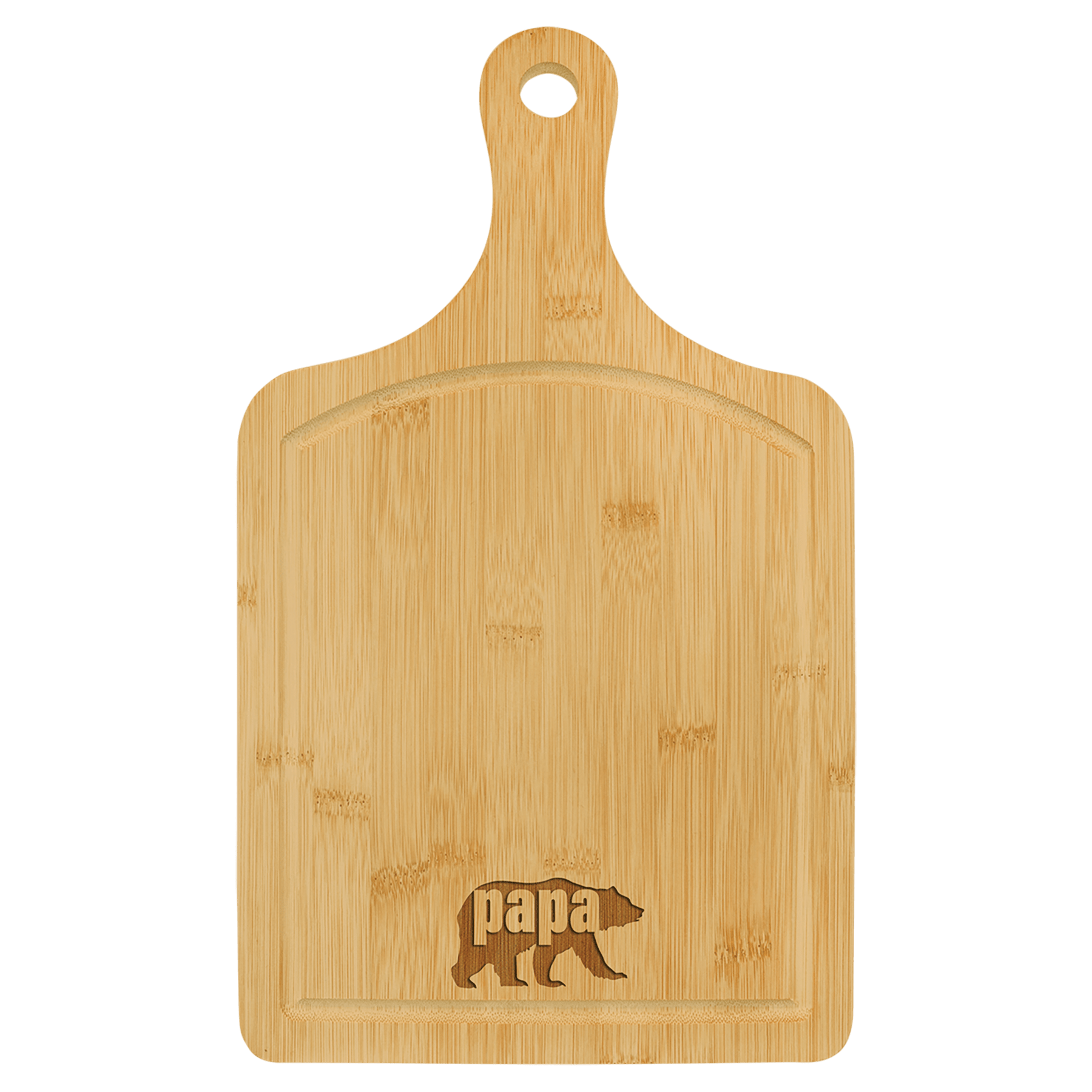 Personalized Bamboo Cutting Board with Juice Groove - 15 1/2in x 9in Paddle