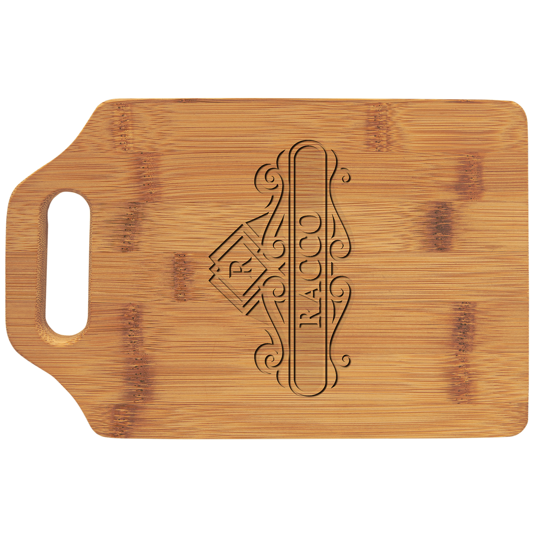 Personalized Bamboo Cutting Board with Handle - 9in x 6in
