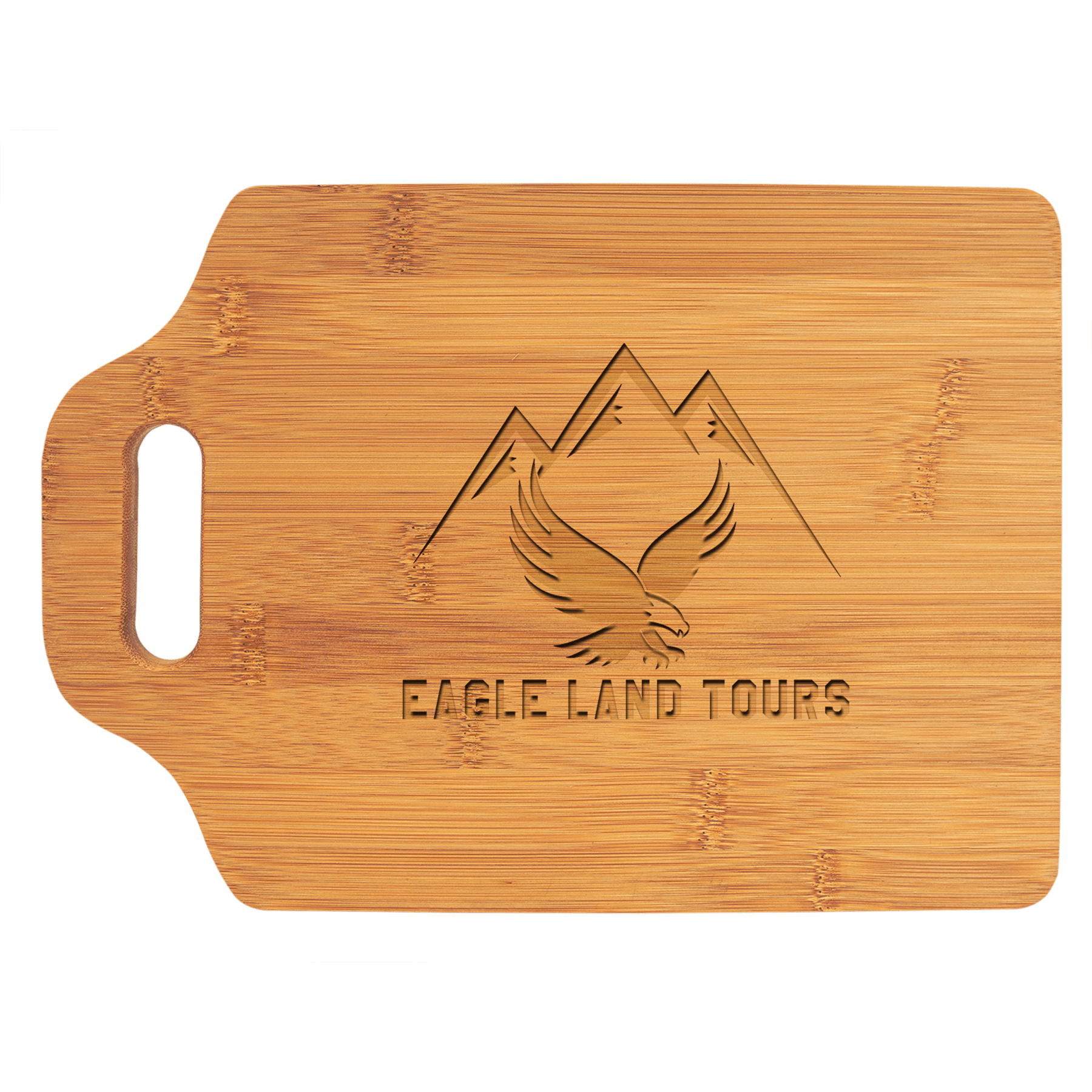 Personalized Bamboo Cutting Board with Handle - 11in x 7 3/4in