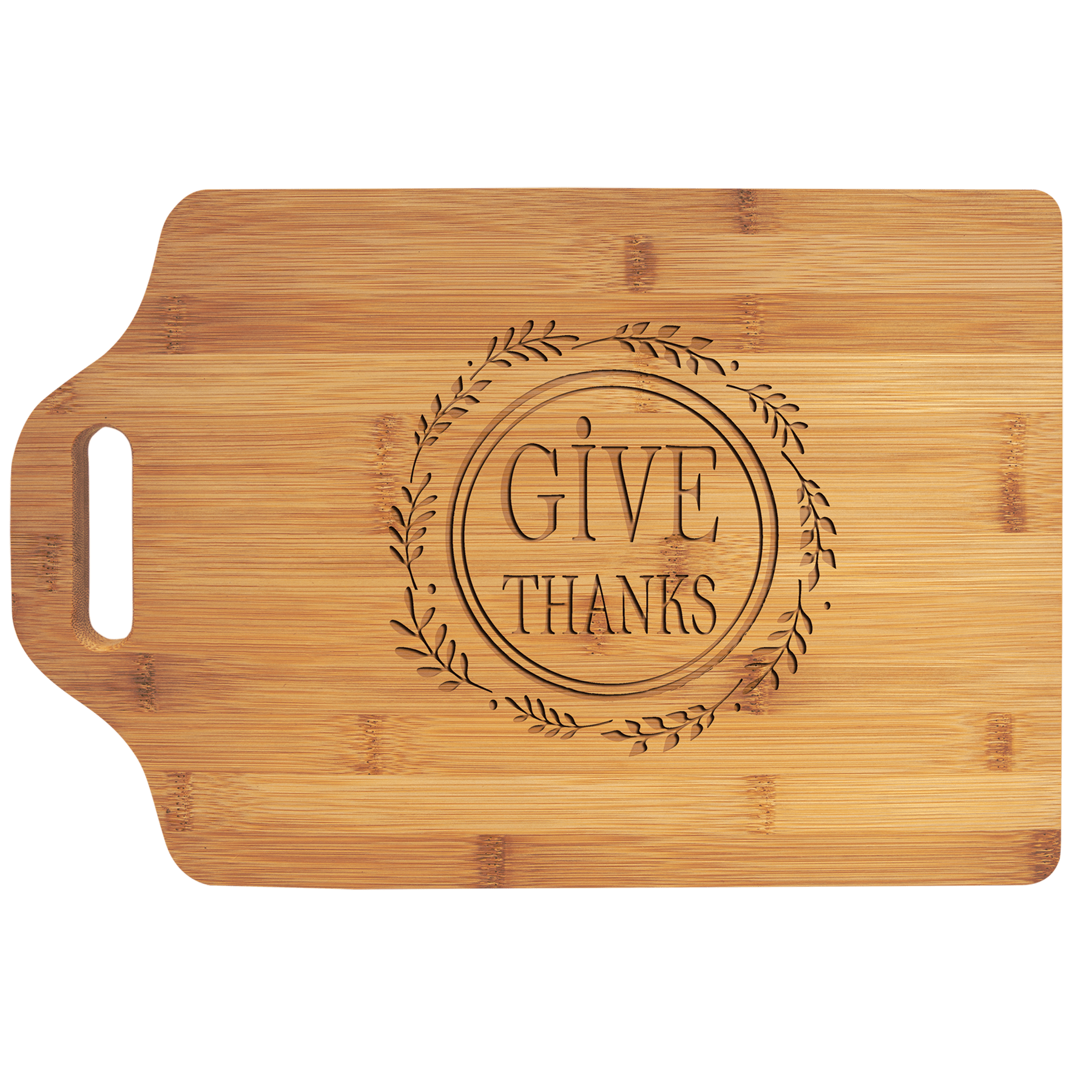 Personalized Bamboo Cutting Board with Handle - 15in x 10 1/4in