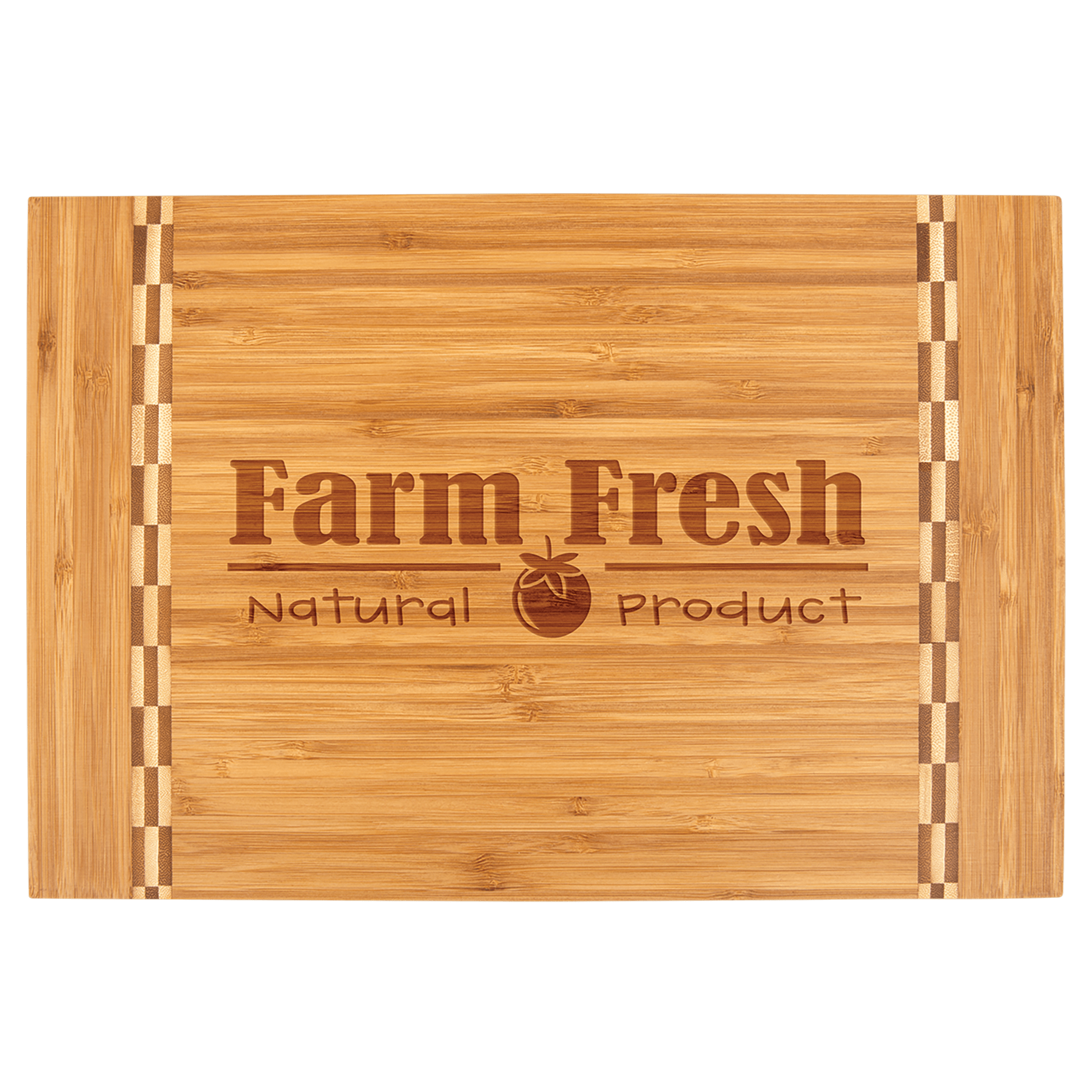 Personalized Bamboo Cutting Board with Butcher Block Inlay - 15in x 10 1/4in Rectangle
