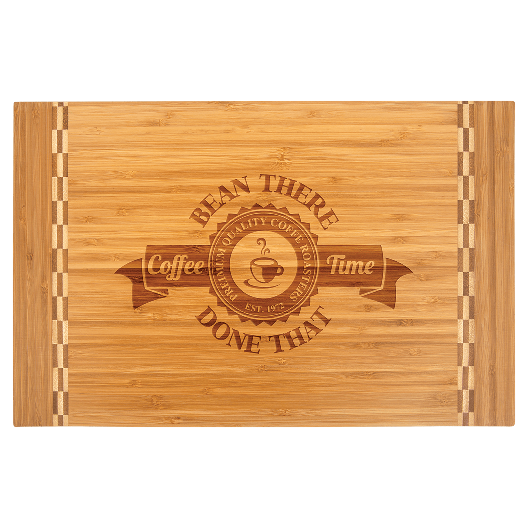 Personalized Bamboo Cutting Board with Butcher Block Inlay - 18 1/4in x 12in Rectangle