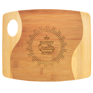 Personalized Two-Tone Bamboo Cutting Board - 11in x 9in with Handle