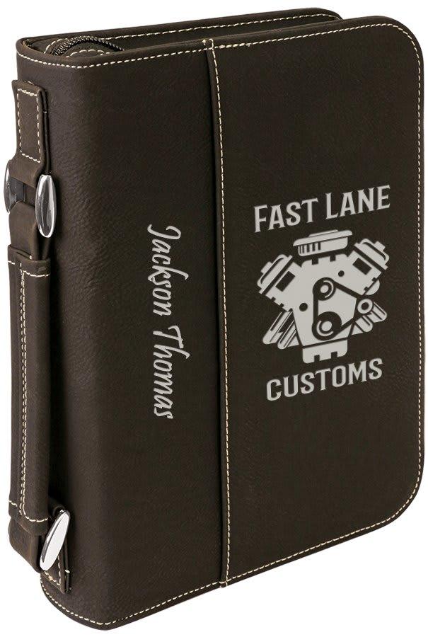 Personalized Bible Cover with Handle and Zipper - Medium, Black/Silver
