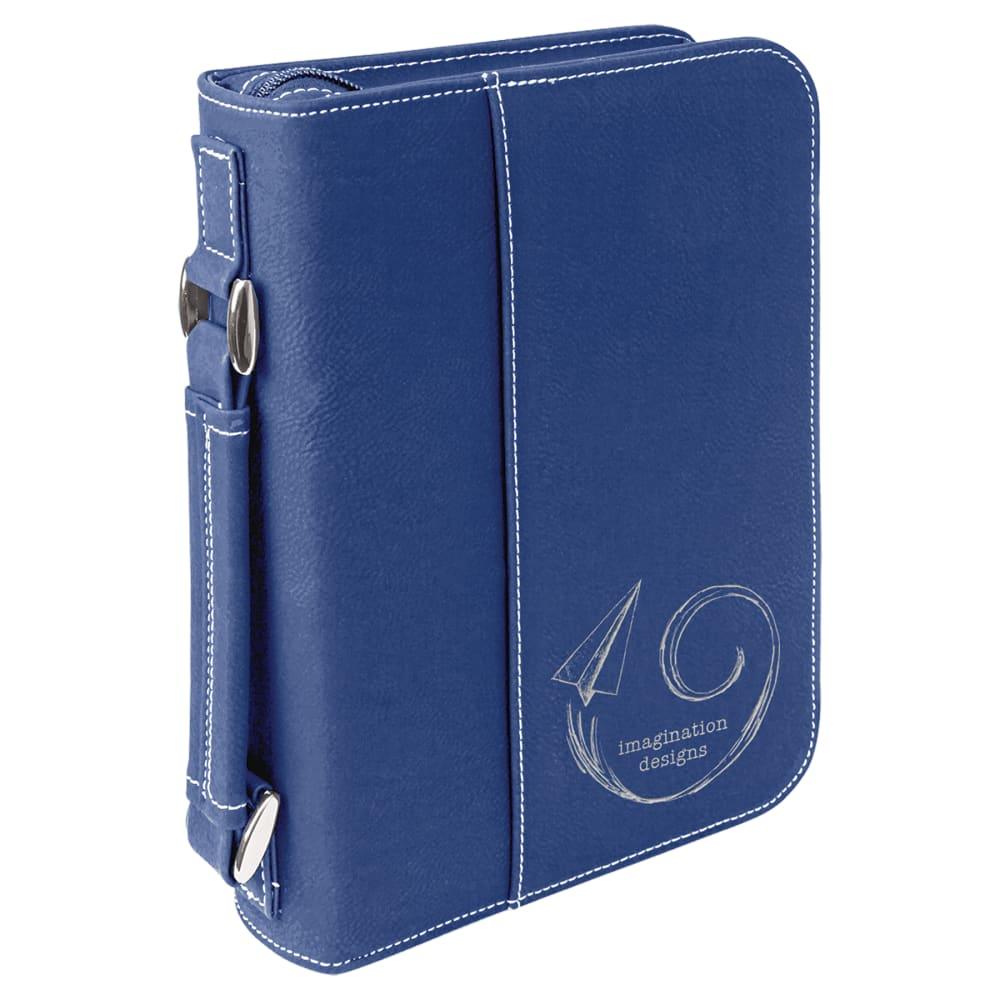 Personalized Bible Cover with Handle and Zipper - Medium, Blue/Silver