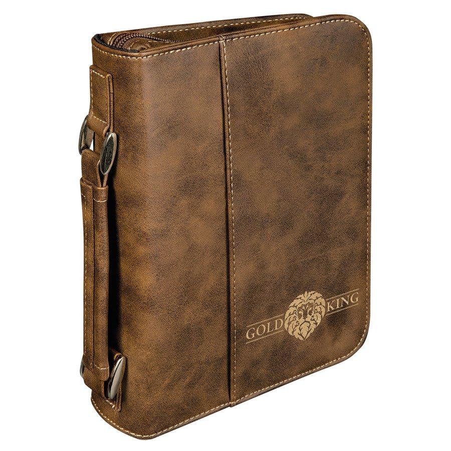 Personalized Bible Cover with Handle and Zipper - Medium, Rustic/Gold