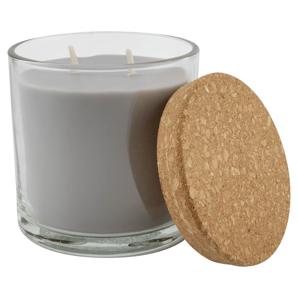 Personalized Glass Candle with Engraved Cork Lid - Weathered Oak