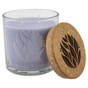 Personalized Glass Candle with Engraved Cork Lid - Wild Lavender