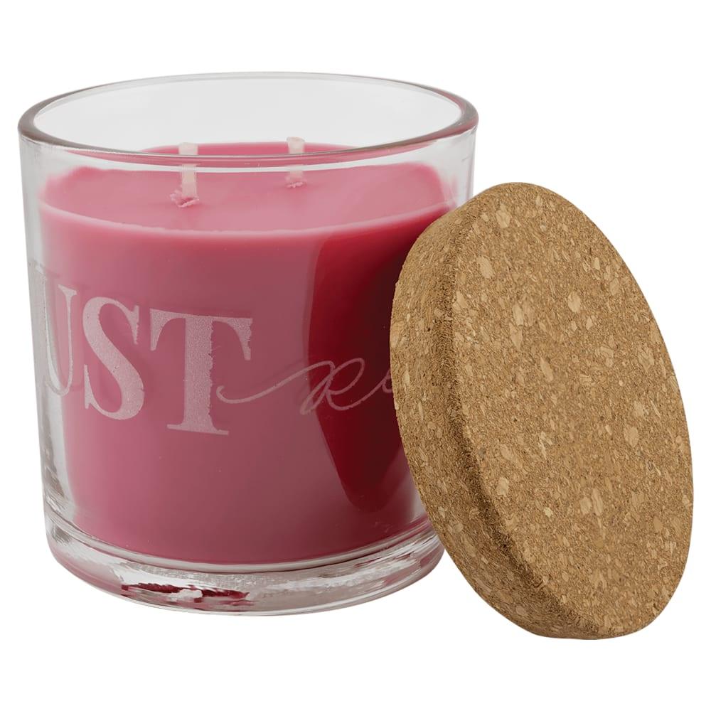 Personalized Glass Candle with Engraved Cork Lid - Tropical Sunrise
