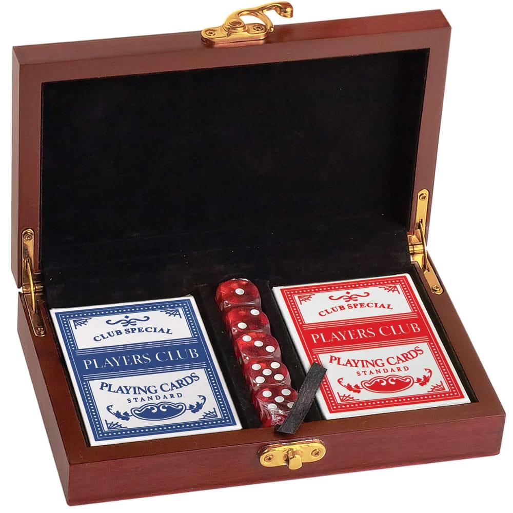 Personalized Card and Dice Set - Rosewood Finish Box