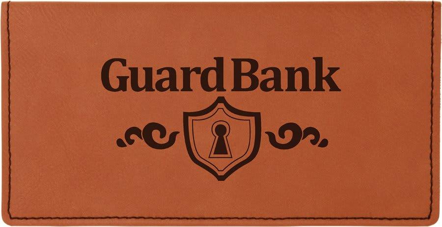 Personalized Checkbook Cover, Engraved Faux Leather - Rawhide