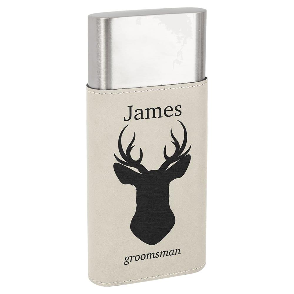 Personalized Cigar Case with Cutter, Engraved Faux Leather - White