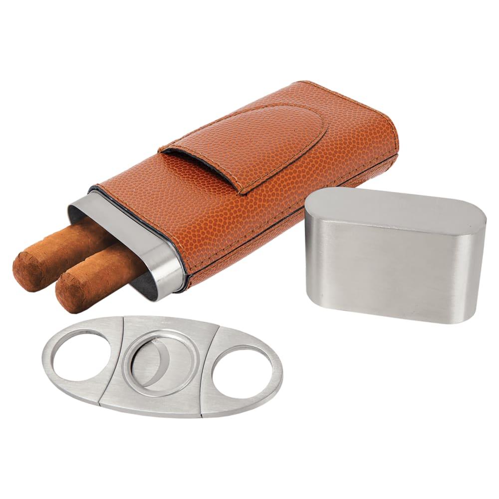 Personalized Cigar Case with Cutter, Engraved Faux Leather - Basketball