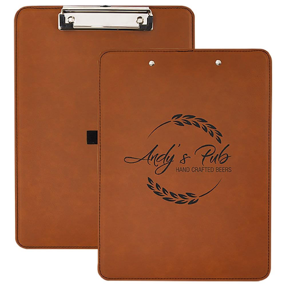 Personalized Clipboard, Engraved Faux Leather - Rawhide