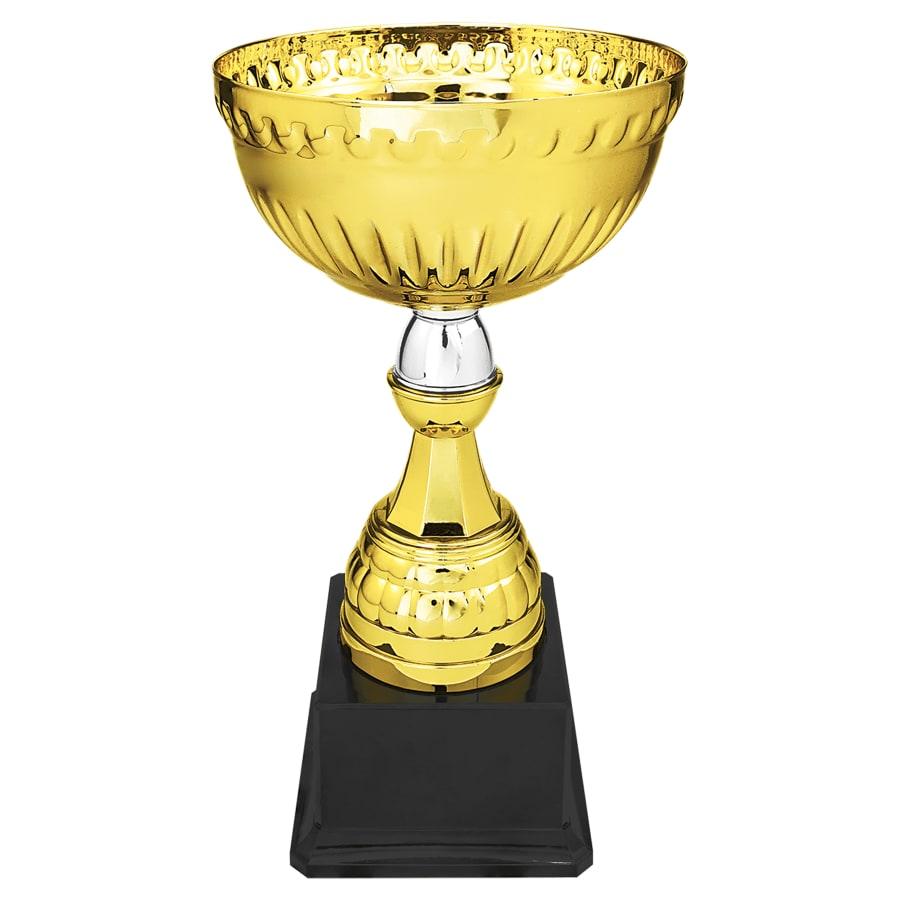 Completed Metal Cup Trophies, Blank (Single or 5) - 10 1/4" Gold & Silver Metal Cup with Plastic Stem and Base
