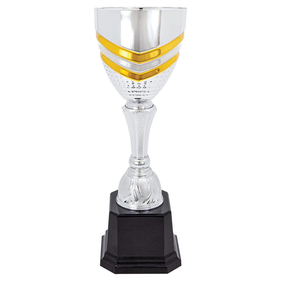 Completed Metal Cup Trophies, Blank (Single or 5) - 11" Completed Metal Cup Trophy on Plastic Base