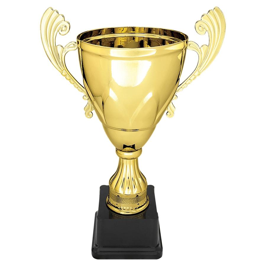 Completed Metal Cup Trophies, Blank (Single or 5) - 11" Gold Completed Metal Cup on Plastic Base
