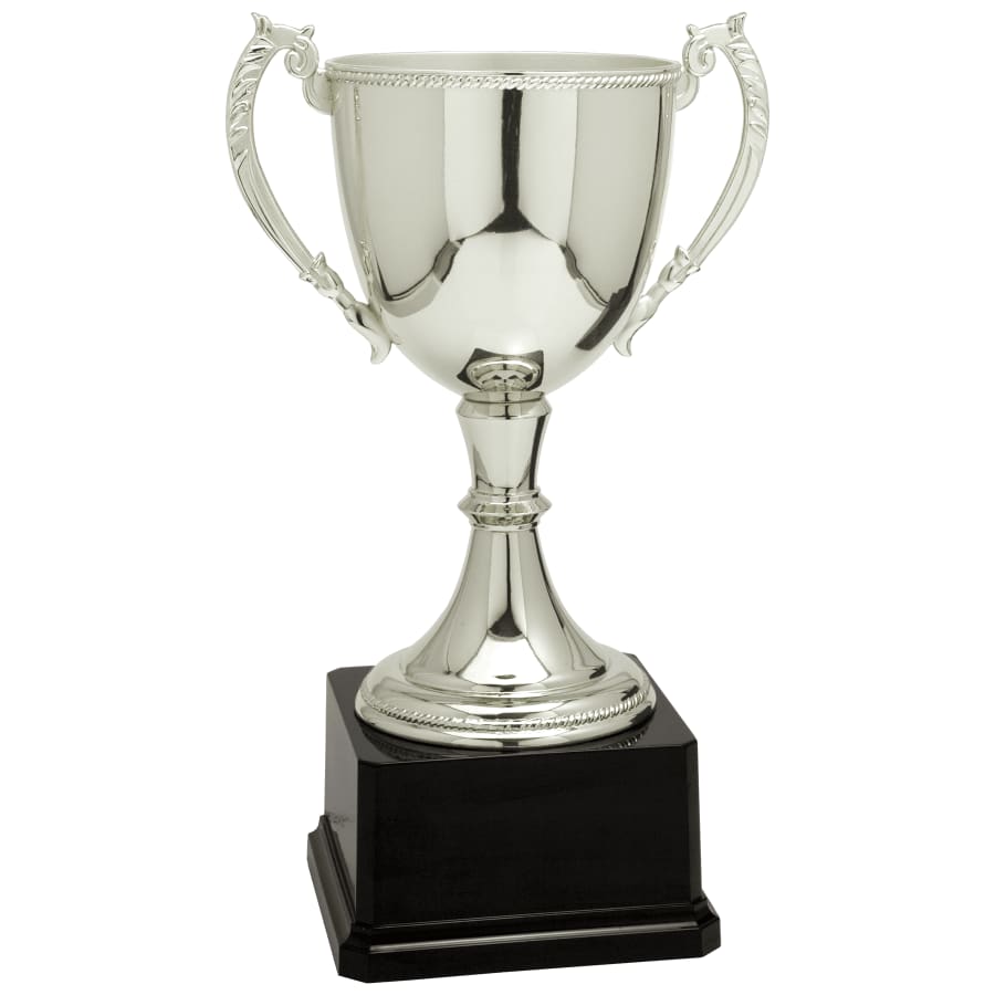 Completed Metal Cup Trophies, Blank (Single or 5) - 12 3/4" Silver Completed Zinc Cup Trophy
