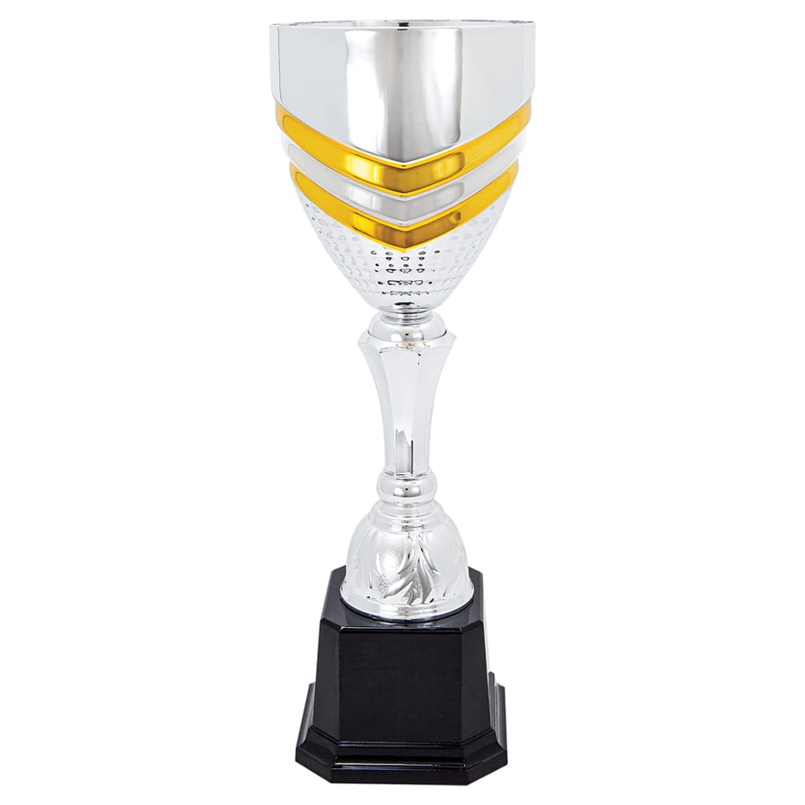 Completed Metal Cup Trophies, Blank (Single or 5) - 13 1/4" Completed Metal Cup Trophy on Plastic Base