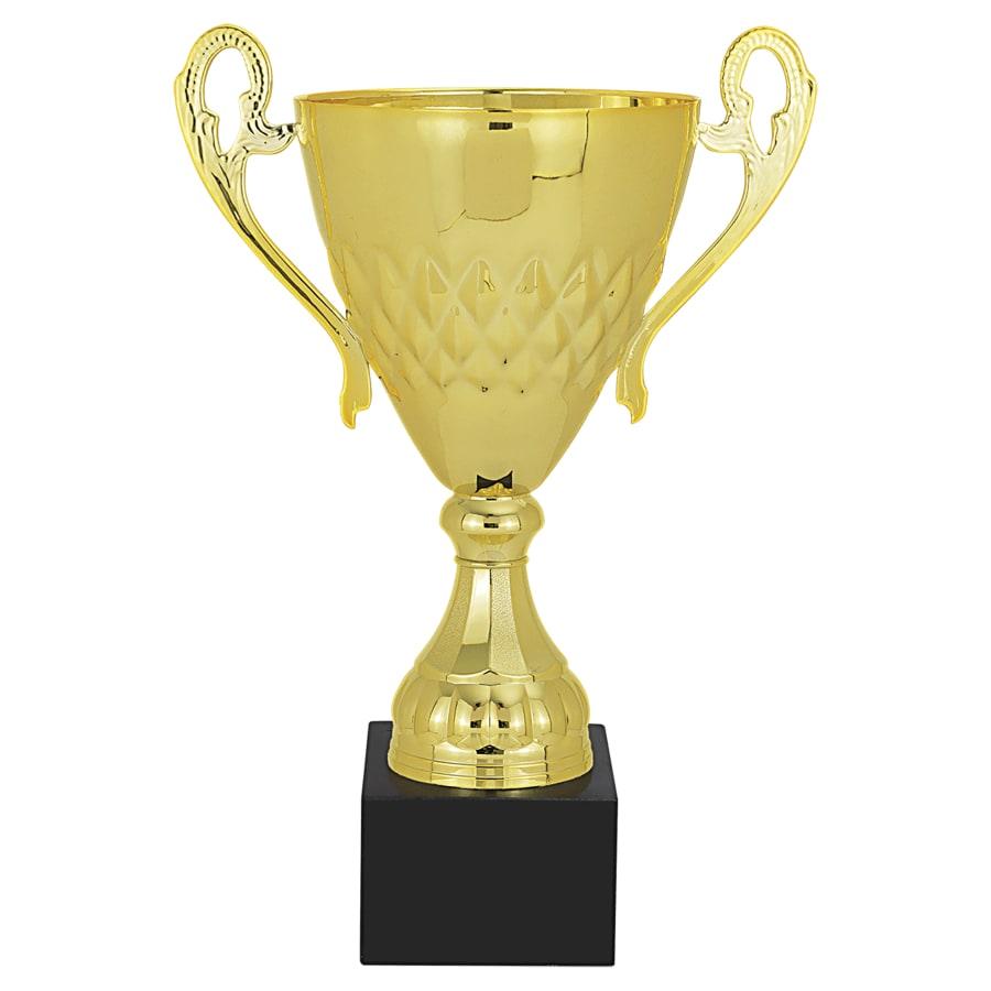 Completed Metal Cup Trophies, Blank (Single or 5) - 13 3/4" Gold Completed Metal Cup with Black Marble Base
